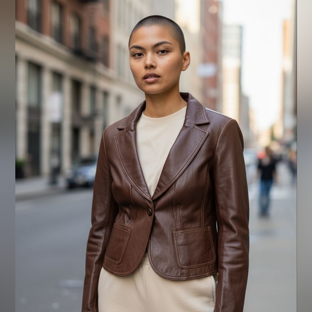Bebe Leather Brown Jacket size Medium